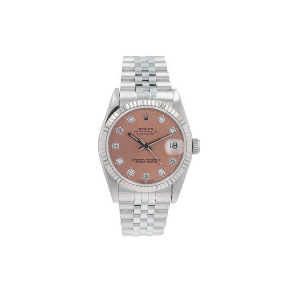 Rolex Datejust 68274 31mm Salmon Diamonds Dial Fluted Bezel Jubilee Band - Picture 1 of 9